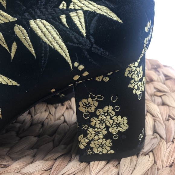 ZARA Trafaluc Black and Metallic Gold Bamboo Print Ankle High Booties Size 36 - Picture 6 of 11